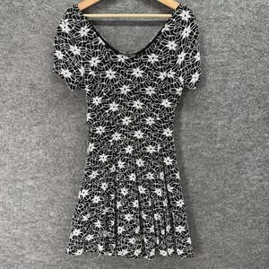 Suzy Shier Sundress Women XL Black Floral Midi Short Sleeve Lined Cotton Casual
